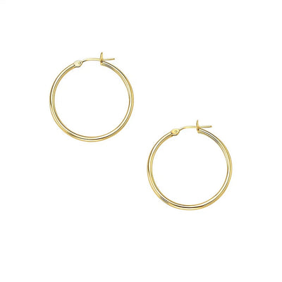 10k Yellow Gold Polished Hoop Earrings (2x30mm) - jazzyjewelryjones