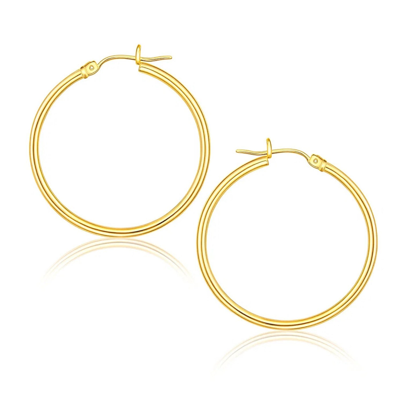 10k Yellow Gold Polished Hoop Earrings (1.5x25mm) - jazzyjewelryjones