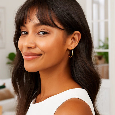 10k Yellow Gold Polished Hoop Earrings (1.5x25mm) - jazzyjewelryjones
