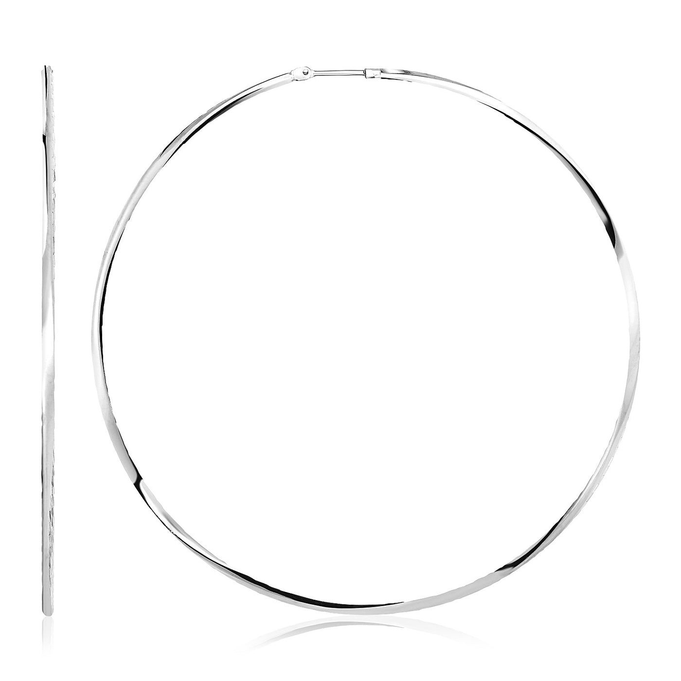 Sterling Silver Large Polished Round Hoop Earrings(70mm) - jazzyjewelryjones