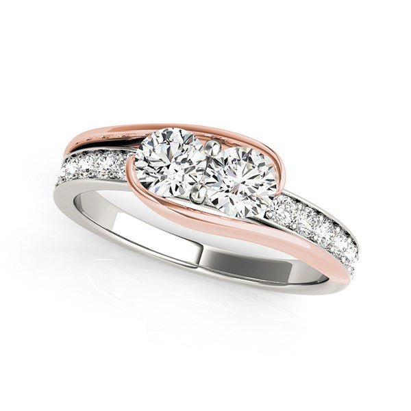 Two Stone Diamond Ring in 14k White And Rose Gold (3/4 cttw) - jazzyjewelryjones