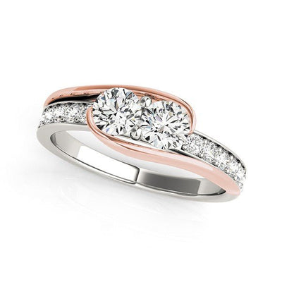 Two Stone Diamond Ring in 14k White And Rose Gold (3/4 cttw) - jazzyjewelryjones