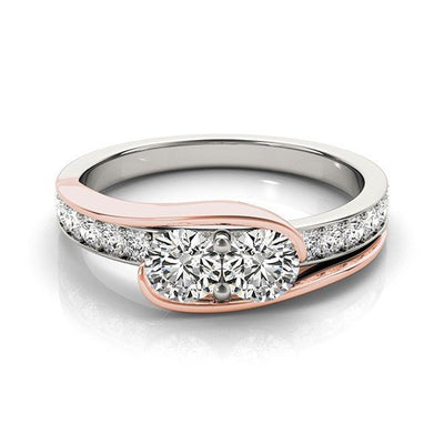 Two Stone Diamond Ring in 14k White And Rose Gold (3/4 cttw) - jazzyjewelryjones