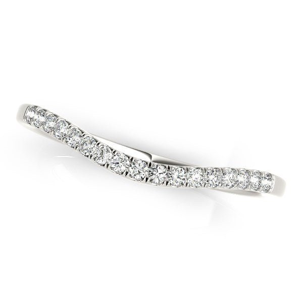 14k White Gold Soft Curved Diamond Wedding Band (1/8 cttw) - jazzyjewelryjones