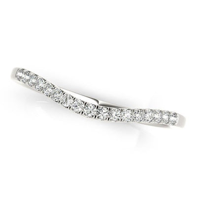 14k White Gold Soft Curved Diamond Wedding Band (1/8 cttw) - jazzyjewelryjones