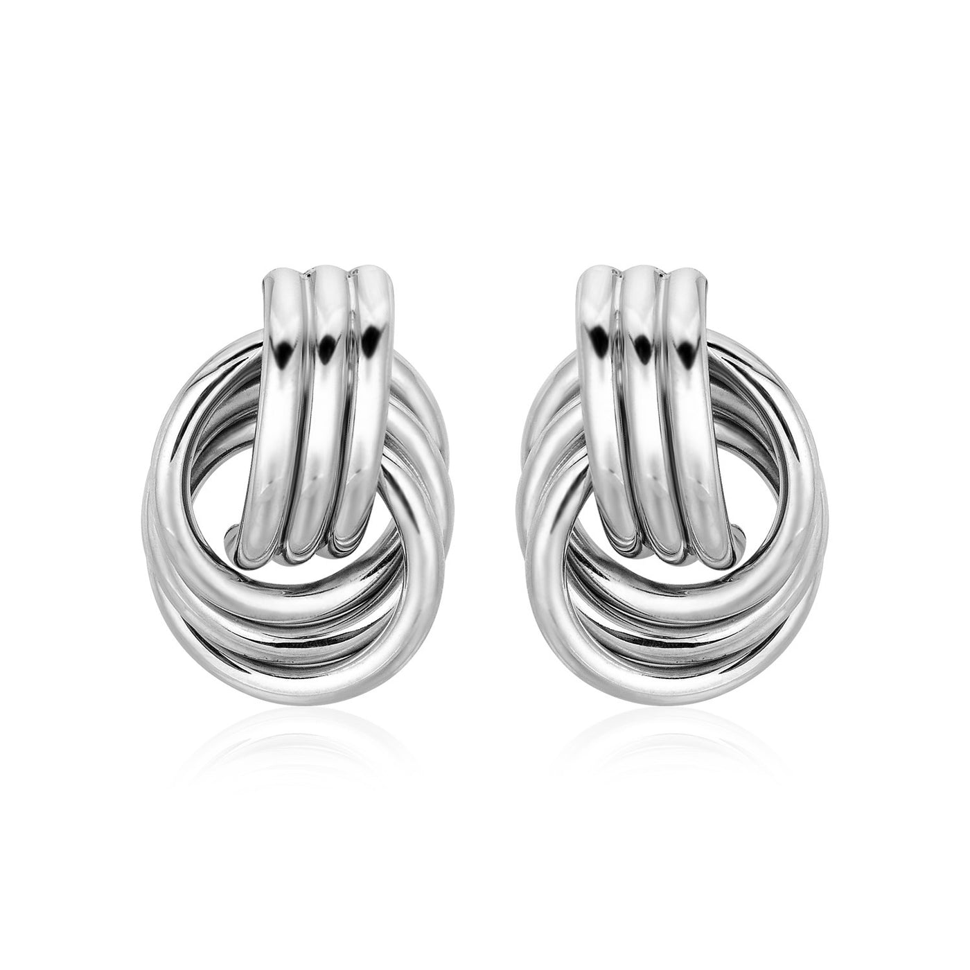 Polished Love Knot Earrings with Interlocking Rings in Sterling Silver(15mm) - jazzyjewelryjones