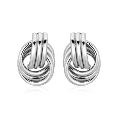 Polished Love Knot Earrings with Interlocking Rings in Sterling Silver(15mm) - jazzyjewelryjones
