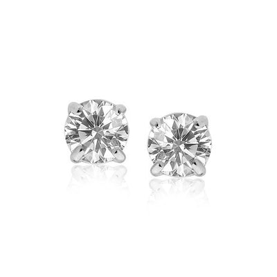 Sterling Silver Round CZ Stud Earrings(8mm) - jazzyjewelryjones