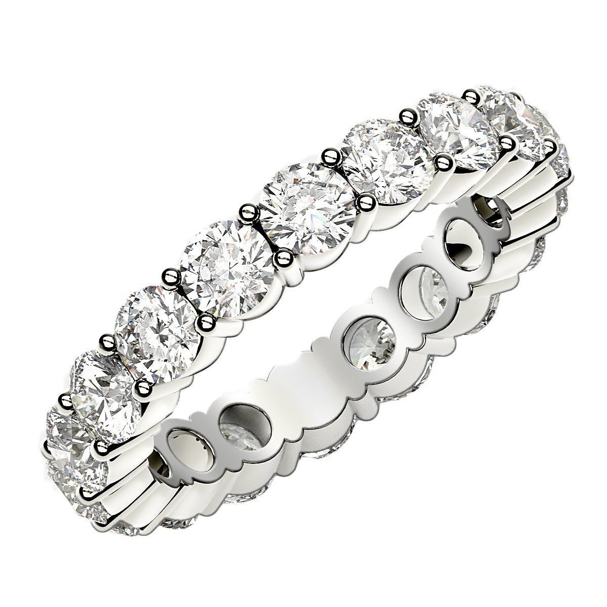Round Cut Lab Grown Diamond Eternity Ring in 14k White Gold (2 cttw FG/VS2) - jazzyjewelryjones