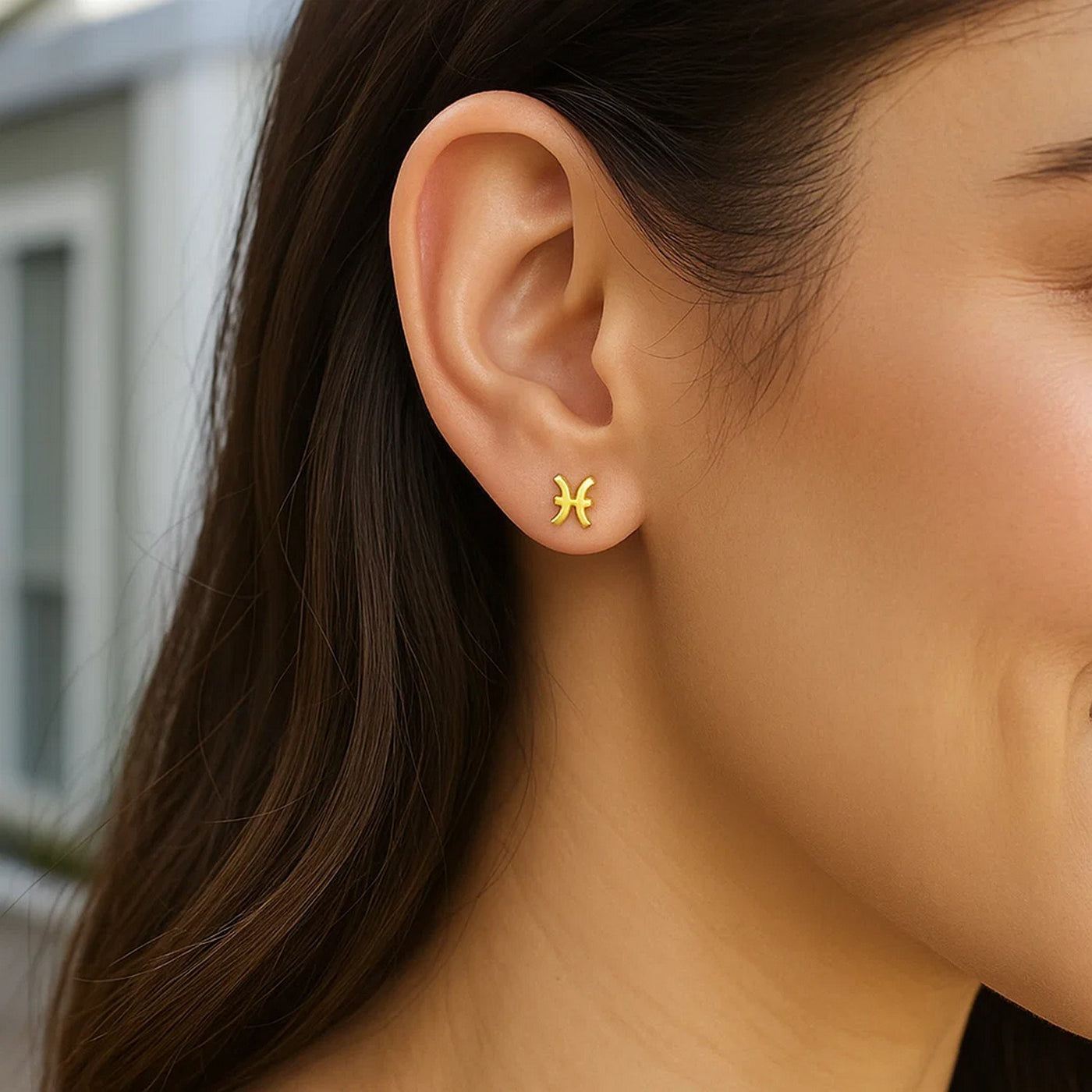 14K Yellow Gold Pisces Stud Earrings - jazzyjewelryjones