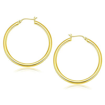 10k Yellow Gold Polished Hoop Earrings (3x40mm) - jazzyjewelryjones