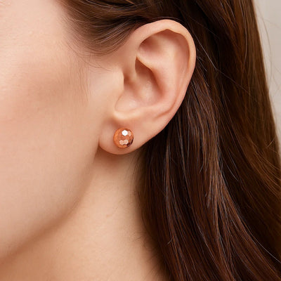 14k Rose Gold Ball Earrings with Faceted Texture(7mm) - jazzyjewelryjones