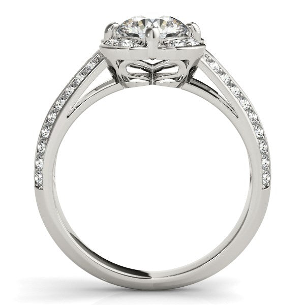 Round Diamond Floral Motif Engagement Ring in 14k White Gold (1 3/8 cttw) - jazzyjewelryjones