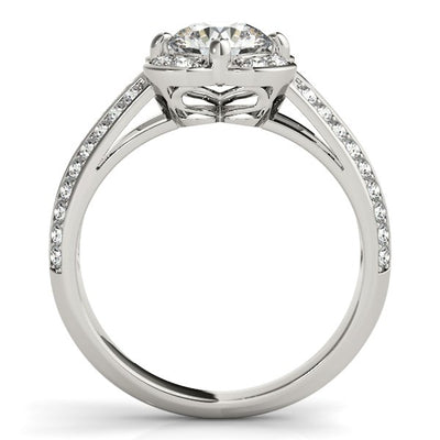 Round Diamond Floral Motif Engagement Ring in 14k White Gold (1 3/8 cttw) - jazzyjewelryjones
