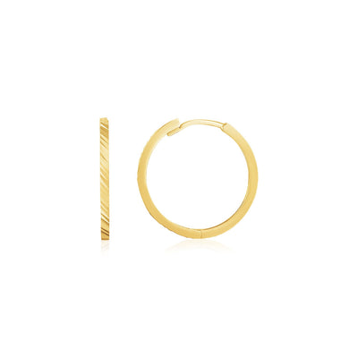 14k Yellow Gold Diamond Cut Textured Huggie Earrings - jazzyjewelryjones