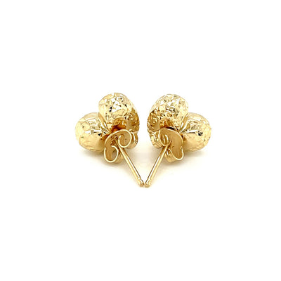 14k Yellow Gold Puffed Heart Earrings with Diamond Cuts - jazzyjewelryjones