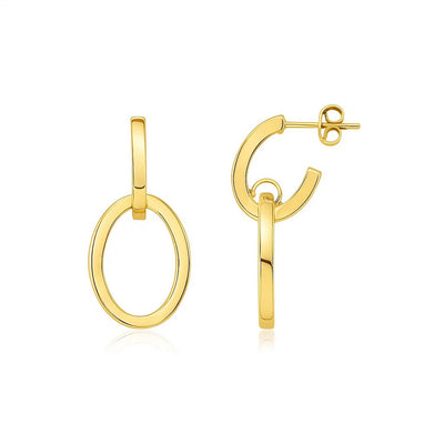 14K Yellow Gold Interlocking Drop Hoop Earrings - jazzyjewelryjones