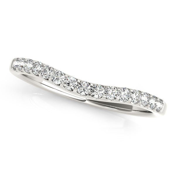 14k White Gold Round Pave Setting Curvy Diamond Wedding Band (1/4 cttw) - jazzyjewelryjones