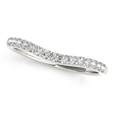 14k White Gold Round Pave Setting Curvy Diamond Wedding Band (1/4 cttw) - jazzyjewelryjones