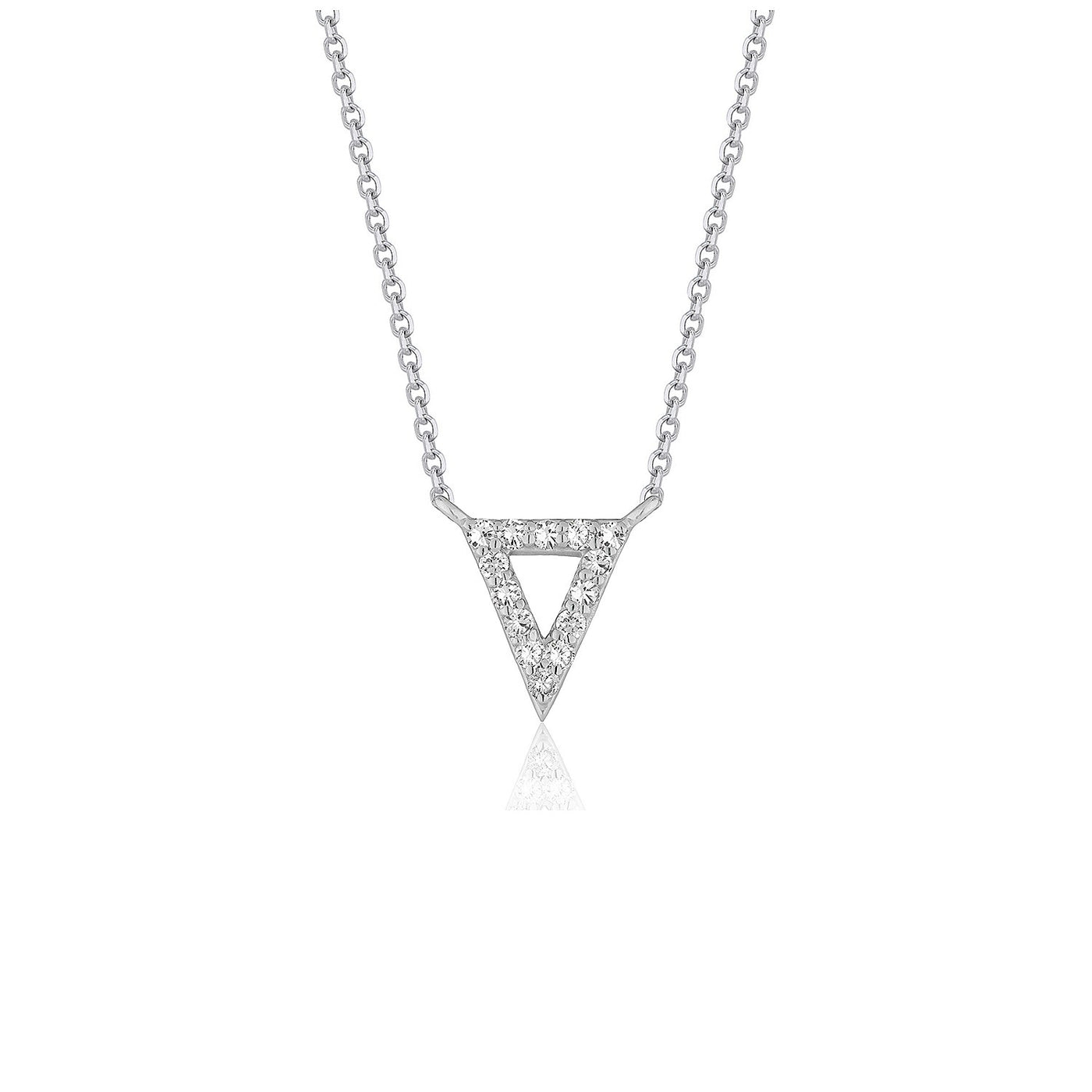 Diamond Inverted Triangle Pendant in 14k White Gold - jazzyjewelryjones