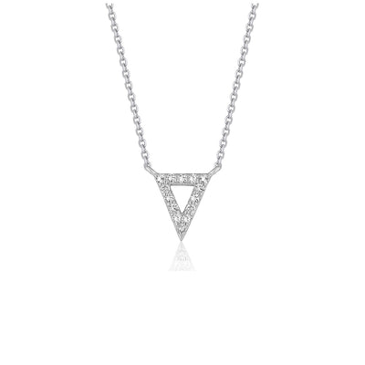 Diamond Inverted Triangle Pendant in 14k White Gold - jazzyjewelryjones