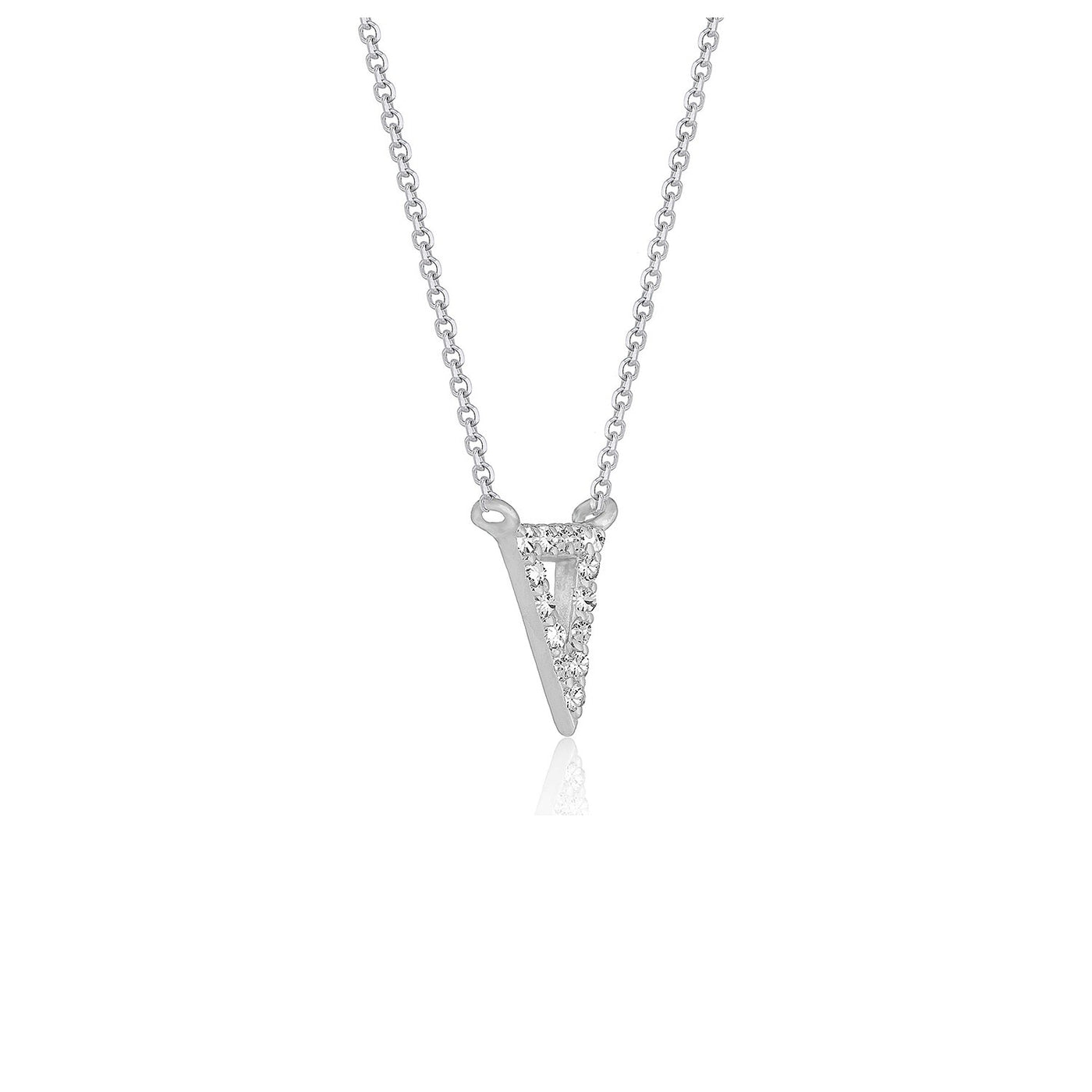 Diamond Inverted Triangle Pendant in 14k White Gold - jazzyjewelryjones