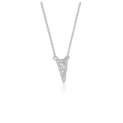 Diamond Inverted Triangle Pendant in 14k White Gold - jazzyjewelryjones