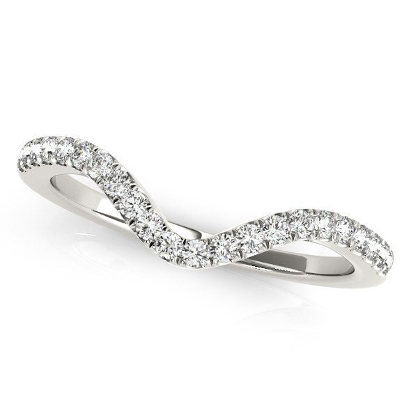 14k White Gold Wavy Design Round Diamond Wedding Ring (1/6 cttw) - jazzyjewelryjones