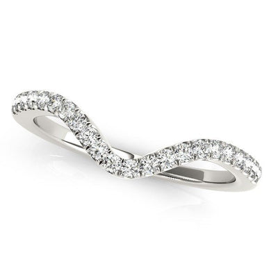 14k White Gold Wavy Design Round Diamond Wedding Ring (1/6 cttw) - jazzyjewelryjones