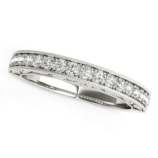 14k White Gold Antique Prong Set Diamond Wedding Ring (1/3 cttw) - jazzyjewelryjones