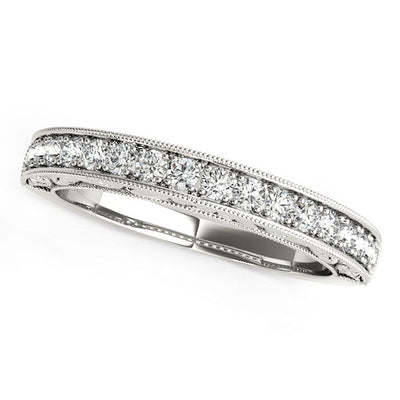 14k White Gold Antique Prong Set Diamond Wedding Ring (1/3 cttw) - jazzyjewelryjones
