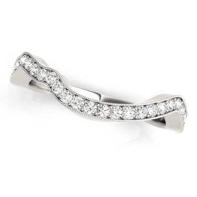 14k White Gold Milgrained Curve Style Diamond Wedding Band (1/5 cttw) - jazzyjewelryjones