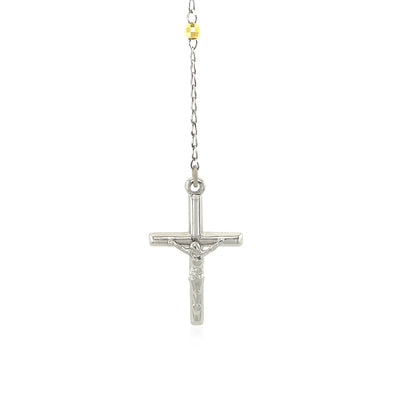 Three Toned Rosary Chain and Bead Necklace in Sterling Silver - jazzyjewelryjones