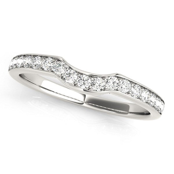 14k White Gold Curved Style Diamond Wedding Ring (1/4 cttw) - jazzyjewelryjones