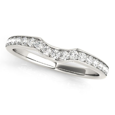 14k White Gold Curved Style Diamond Wedding Ring (1/4 cttw) - jazzyjewelryjones
