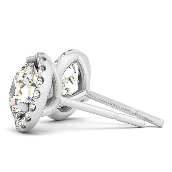 14k White Gold Round Prong Halo Style Earrings (1 cttw) - jazzyjewelryjones