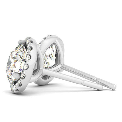 14k White Gold Round Prong Halo Style Earrings (1 cttw) - jazzyjewelryjones