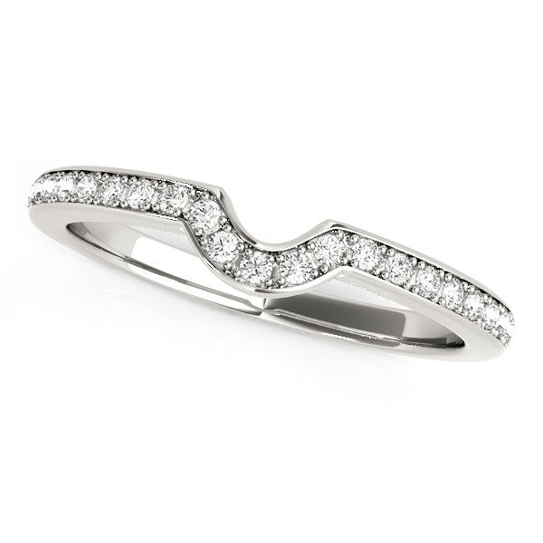 14k White Gold Modern Curved Prong Set Diamond Wedding Band (1/8 cttw) - jazzyjewelryjones