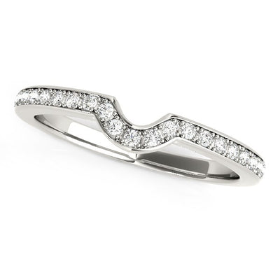 14k White Gold Modern Curved Prong Set Diamond Wedding Band (1/8 cttw) - jazzyjewelryjones