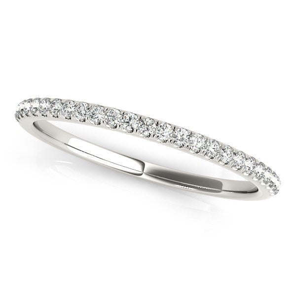 14k White Gold Round Diamond Pave Set Wedding Band (1/8 cttw) - jazzyjewelryjones