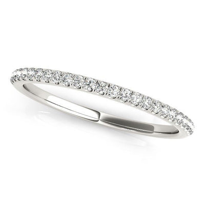 14k White Gold Round Diamond Pave Set Wedding Band (1/8 cttw) - jazzyjewelryjones