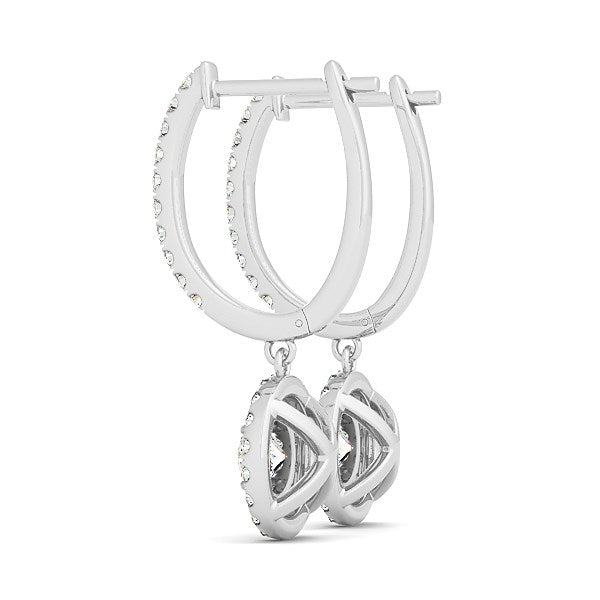 14k White Gold Double Halo Round Diamond Drop Earrings (1 cttw) - jazzyjewelryjones