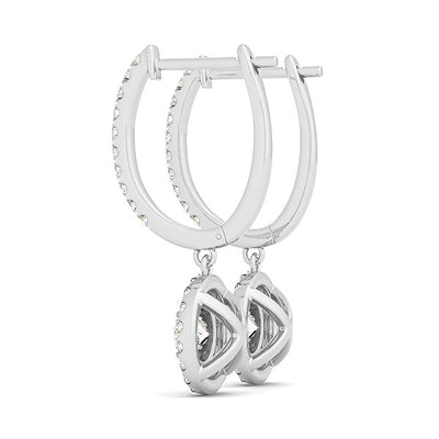 14k White Gold Double Halo Round Diamond Drop Earrings (1 cttw) - jazzyjewelryjones