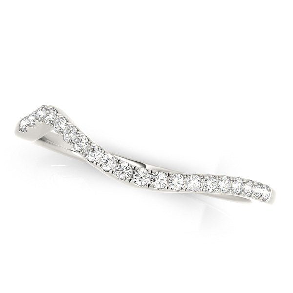 14k White Gold Modern Curved Diamond Wedding Band (1/8 cttw) - jazzyjewelryjones