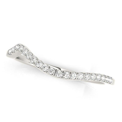 14k White Gold Modern Curved Diamond Wedding Band (1/8 cttw) - jazzyjewelryjones
