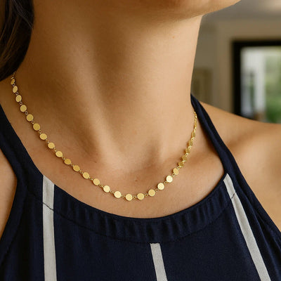14k Yellow Gold Necklace with Polished Circles - jazzyjewelryjones