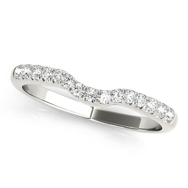 14k White Gold Pave Set Curved Diamond Wedding Band (1/5 cttw) - jazzyjewelryjones
