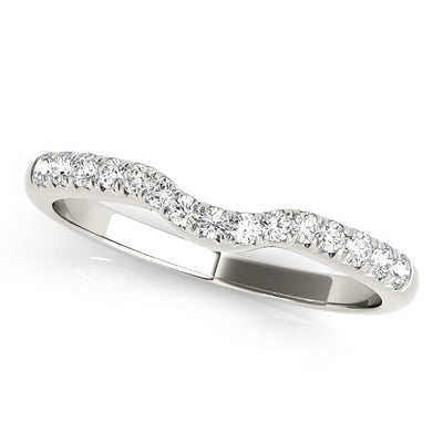 14k White Gold Pave Set Curved Diamond Wedding Band (1/5 cttw) - jazzyjewelryjones