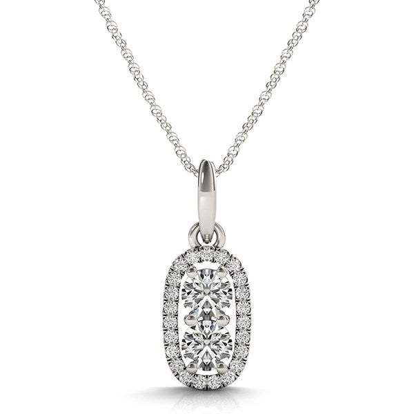 Outer Oval Shaped Two Stone Diamond Pendant in 14k White Gold (5/8 cttw) - jazzyjewelryjones