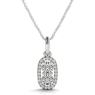 Outer Oval Shaped Two Stone Diamond Pendant in 14k White Gold (5/8 cttw) - jazzyjewelryjones